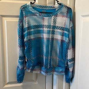 Ladies Lucky in Love mesh pullover top.